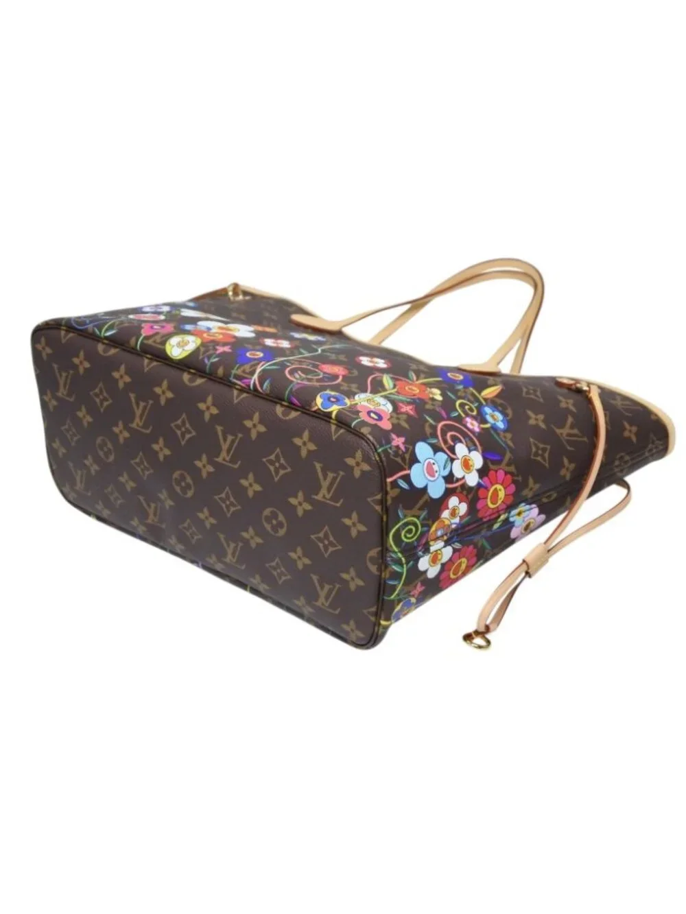 Louis Vuitton Monogram LV TM Neverfull MM Tote Bag Takashi Murakami Brown Gold